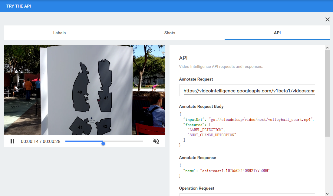 Cloud Video Intelligence API Demo